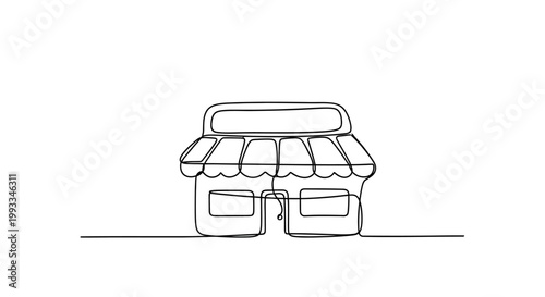 Minimalist Storefront Icon: Single Line Drawing of a Shop Building