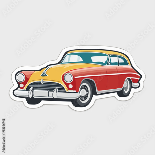 Vintage Two-Tone Classic Car Illustration