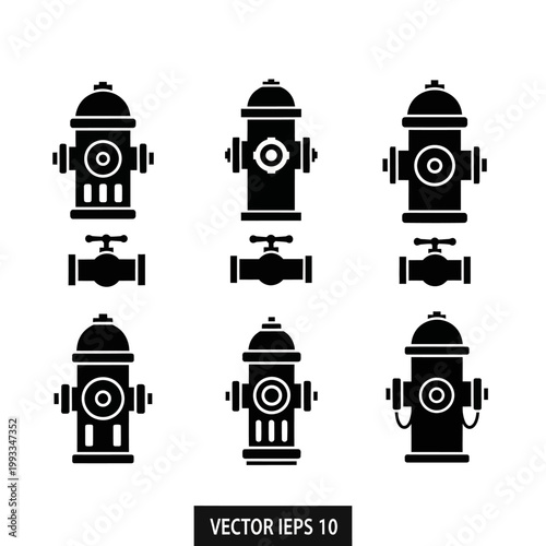Set of Fire Hydrant Icons: Classic and Modern Designs