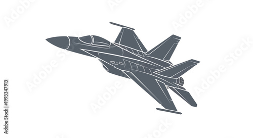 Tableau sur toile Modern Fighter Jet Silhouette - Military Aircraft Vector