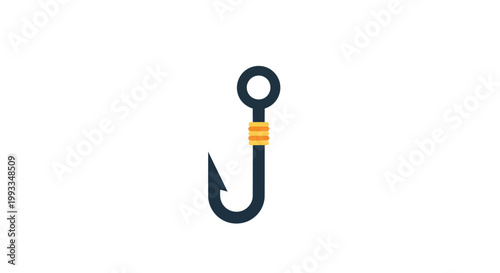Fishing Hook Icon, Isolated on White Background, Simple Vector Illustration