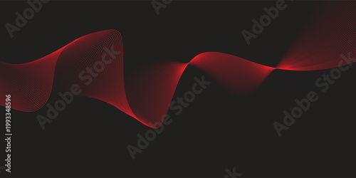 Obraz na płótnie Abstract Red Wave Flowing on Dark Background.