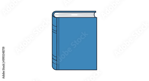 Closed blue hardcover book illustration on white background