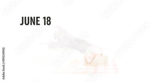 Minimalist calendar icon, simple date stamp, June 18, vector graphic