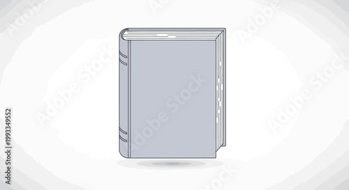 Blank Hardcover Book Standing Closed, Isolated on White Background, Simple Illustration