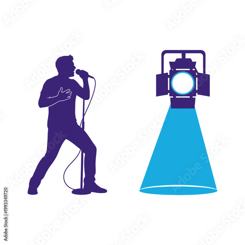 Singer Performing Live Under Spotlight on Stage