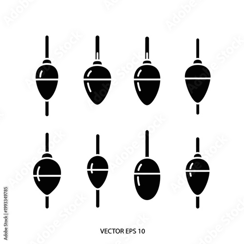 Set of Fishing Floats Icons, Silhouette Collection
