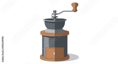 Vintage Manual Coffee Grinder with Wooden Handle - Retro Kitchen Appliance