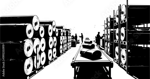 Fashion designer and tailor silhouettes set, clothing fitting scenes with clients, dressmaking studio workflow, sewing machine work and garment consultation isolated vector