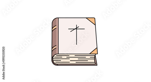Simple Line Drawing of a Closed Bible with a Cross Symbol