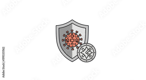 Virus protection shield with coronavirus icon and abstract symbol