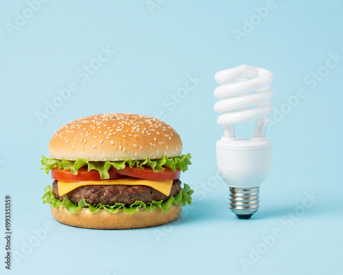 Energy saving lamp and classic hamburger