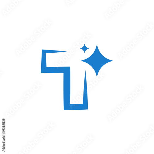 A simple T letter logo with a star