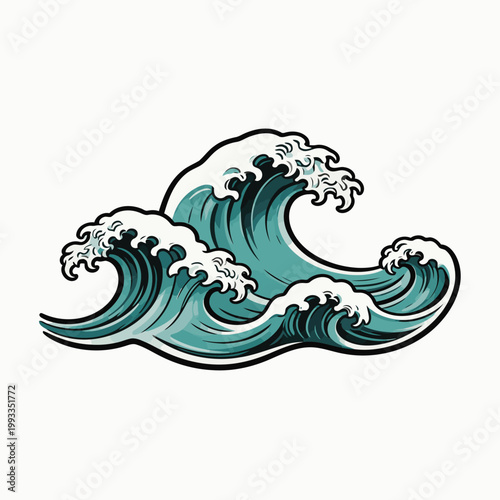 vector image of traditional Japanese art waves