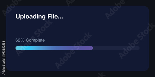 Upload progress, file loading, percentage bar, gradient progress bar, web UI element, interface design, vector graphic