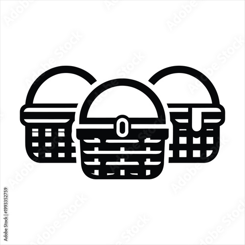 picnic baskets vector silhouette line art logo design concept illustration idea