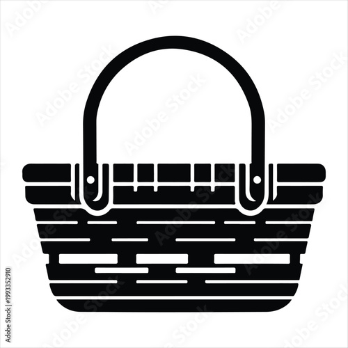 picnic baskets vector silhouette line art logo design concept illustration idea