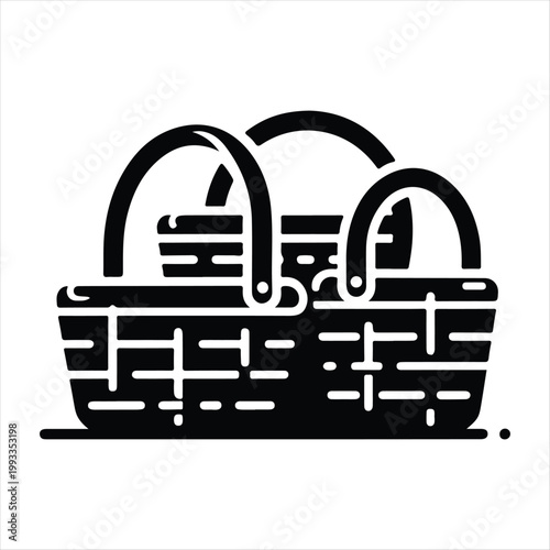 picnic baskets vector silhouette line art logo design concept illustration idea