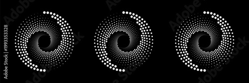 set of Spirograph abstract element on a black background.