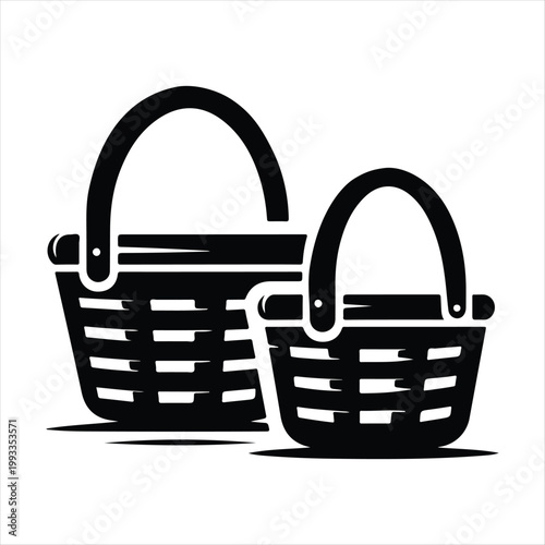 picnic baskets vector silhouette line art logo design concept illustration idea