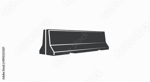 Minimalist illustration of a concrete traffic barrier on a white background