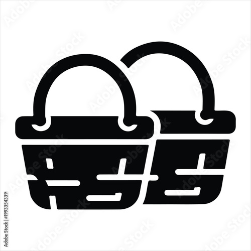 picnic baskets vector silhouette line art logo design concept illustration idea
