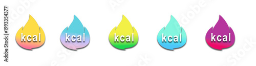 banner kilocalories fat burn icon set, kcal sign, burning calories and energy consumption vector graphic design style