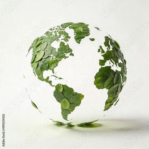 Eco Sustainability Concept with Green Earth and Leaves