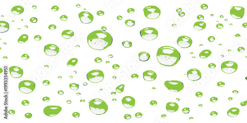 Abstract green nature background featuring seamless water drops on a wet leaf texture with an eco floral design for wallpaper and art