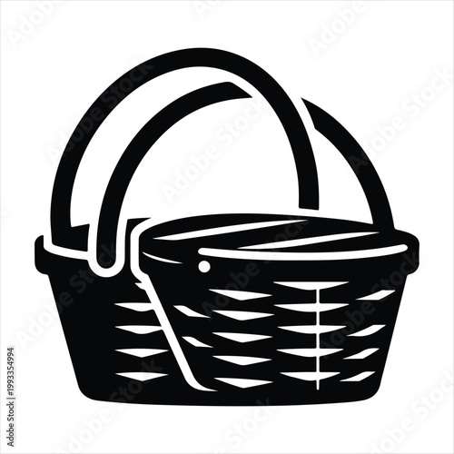 picnic baskets vector silhouette line art logo design concept illustration idea