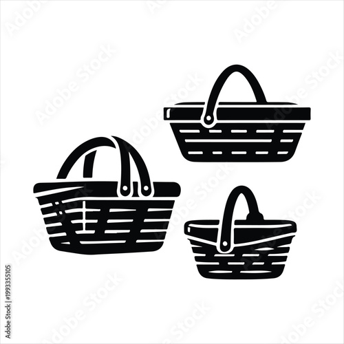 picnic baskets vector silhouette line art logo design concept illustration idea