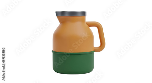 Orange and Green Pitcher with Silver Lid