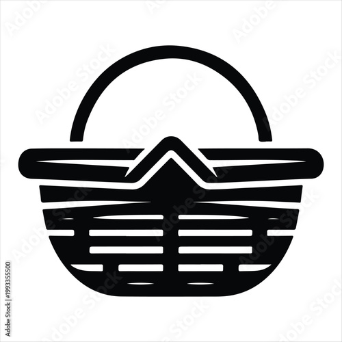 picnic baskets vector silhouette line art logo design concept illustration idea