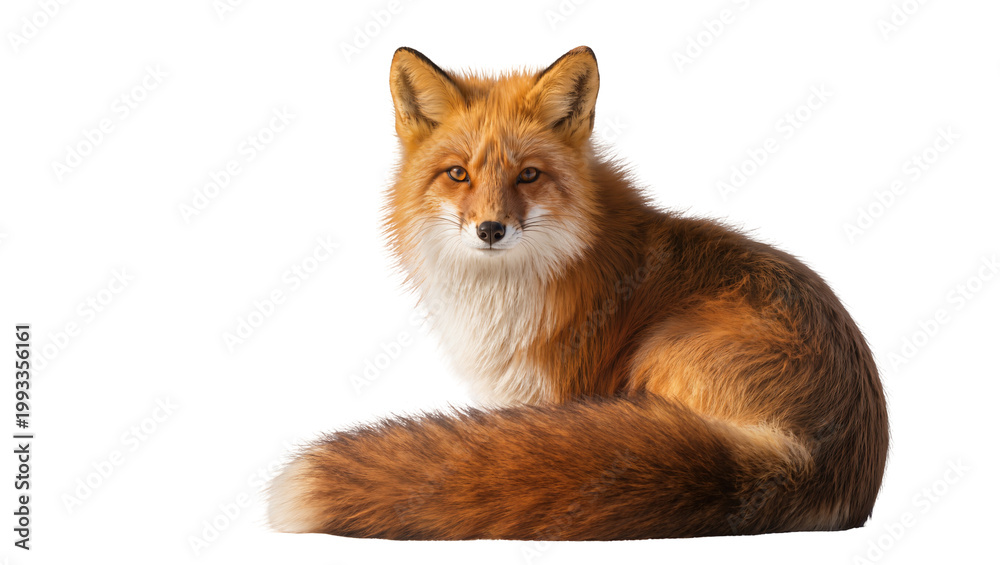 Fototapeta premium Resting Red Fox Lying Down with Thick Fur and Amber Eyes