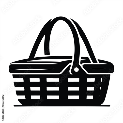 picnic baskets vector silhouette line art logo design concept illustration idea