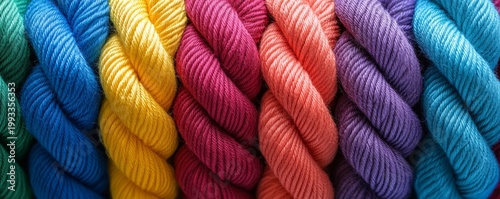Vibrant Rainbow Yarn Stack - Crafting and Knitting Supplies