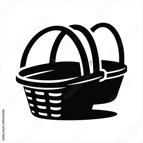 picnic baskets vector silhouette line art logo design concept illustration idea
