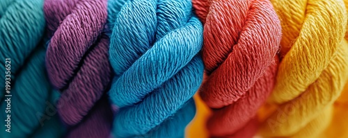 Vibrant Yarn in a Rainbow of Colors - Close-Up Craft Supplies