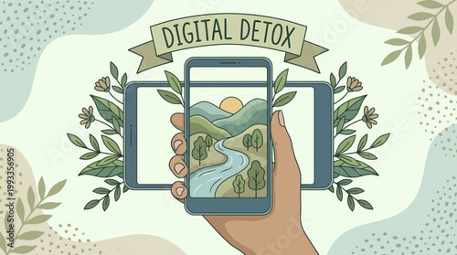 Digital Detox: The image evokes a moment of disconnect from digital devices, as if embracing the restorative nature of unplugging to reconnect with oneself, the environment, and finding peace.