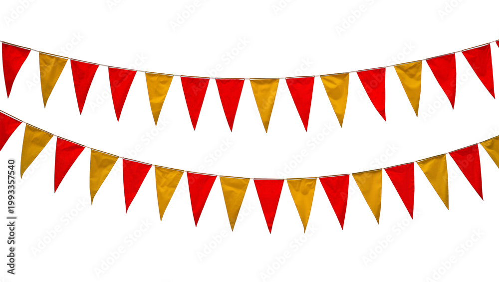 Obraz premium Red and Gold Bunting Garland Decorations Hanging in Two Rows
