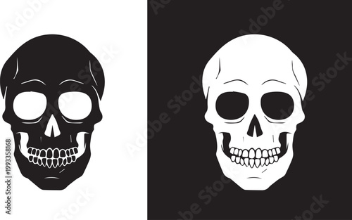 original skull illustration, white background, element