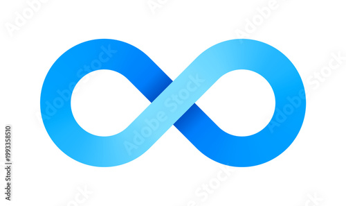 Abstract infinity symbol. Infinity loop mathematical symbol in a shaded flat style. Isolated on white background.
