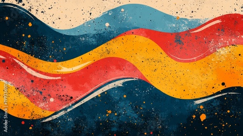 Abstract Geometric Wave Pattern with Textured Background