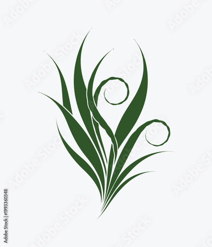 An elegant green floral background featuring a vector illustration of spring leaves and blossom ornaments designed with nature-inspired foliage elements