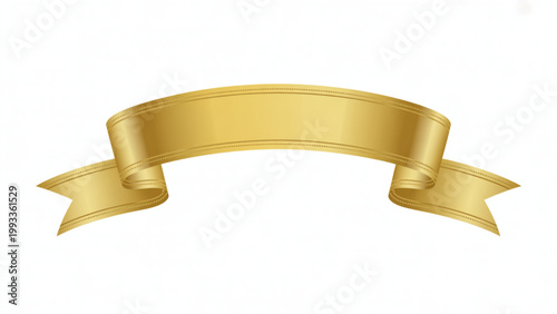 A richly textured golden ribbon elegantly curved with a classic decorative bow at its center, exuding a regal and luxurious feel. Vector