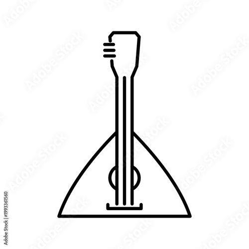 Balalaika instrument icon. Music and string instrument line symbol. Black and white.