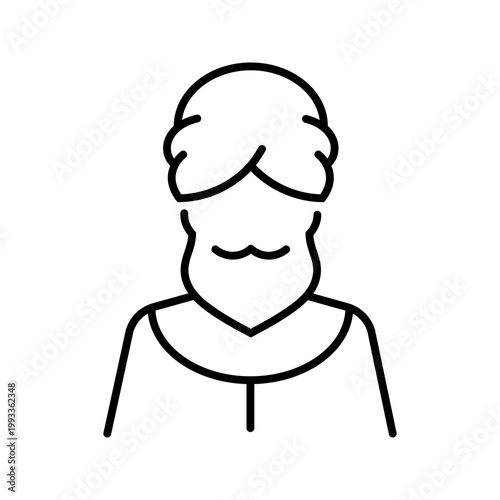 Hindu sadhu icon. People and religious figure line symbol. Black and white.