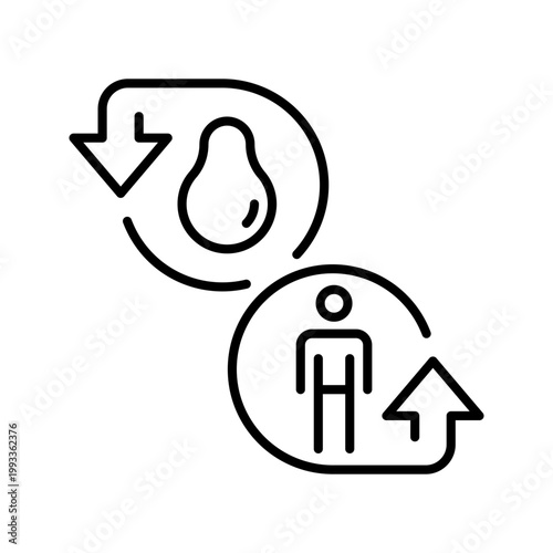 Labor value theory icon. Business and economic theory line symbol. Black and white.