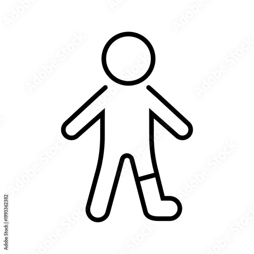 Leg fracture icon. Healthcare and traumatology line symbol. Black and white.