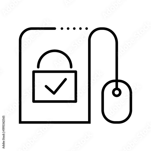Password protection icon. Business and cybersecurity line symbol. Black and white.